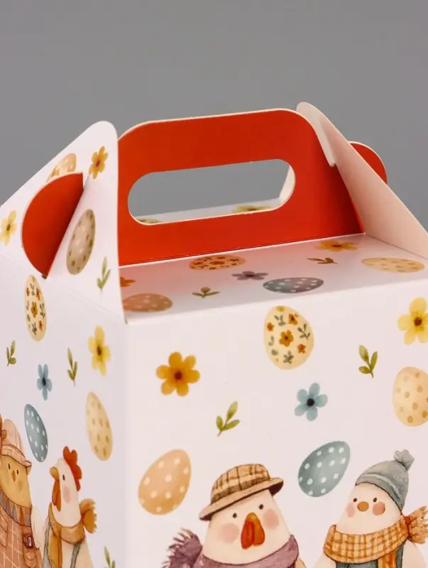 Коробка подарочная пасхальная, с окном и с ручкой &laquo;Курочки&raquo; 10&times;10&times;15 см