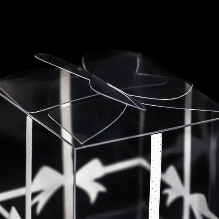 Складная прозрачная коробка из PVC, для упаковки подарков, «Бант в горошек», 5×5×5 см Складная прозрачная коробка из PVC, для упаковки подарков, «Бант в горошек», 5×5×5 см