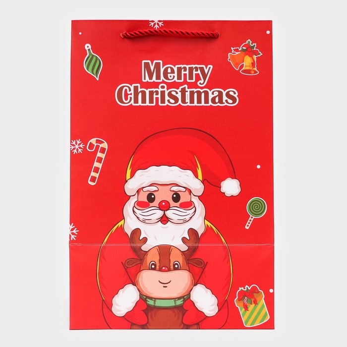 Пакет подарочный новогодний с окном Пакет подарочный новогодний с окном "Дед мороз" 30 х 20 х 16 см.
