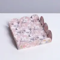 Коробка для печенья, кондитерская упаковка с пластиковой крышкой, &laquo;Цветы&raquo;, 10.5 х 10.5 х 3 см