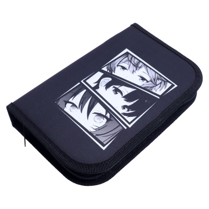 Пенал 1 секция, 130 х 210 х 40 мм, 2 откидные планки, тканевый, Calligrata TOP, Content Пенал 1 секция, 130 х 210 х 40 мм, 2 откидные планки, тканевый, Calligrata TOP, Content "Аниме", МИКС