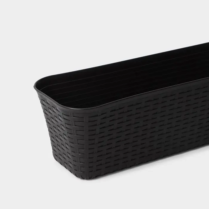 Ящик для цветов балконный &laquo;Ротанг&raquo;, 12 л, 57.5&times;18&times;16 см, пластик, коричневый