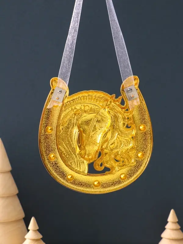 Сувенир-подкова «Лошадь с белой гривой», 10,5х10,5х0,05см, эмаль, стразы