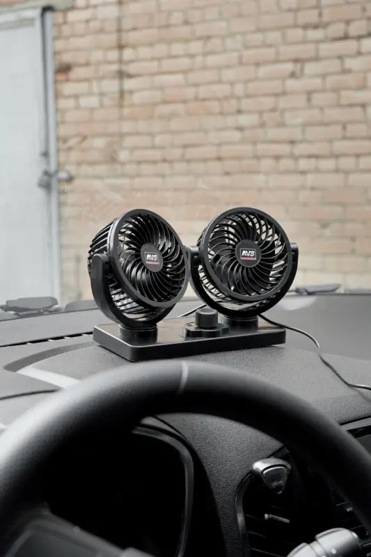 Вентилятор автомобильный двойной AVS 8098 12B 4" (корпус: пластик, цвет: чёрный)