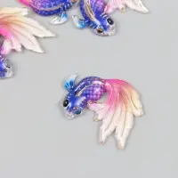 Декор для творчества пластик "Рыбка фиолет с розовым хвостом" с золотом 2,5х3 см