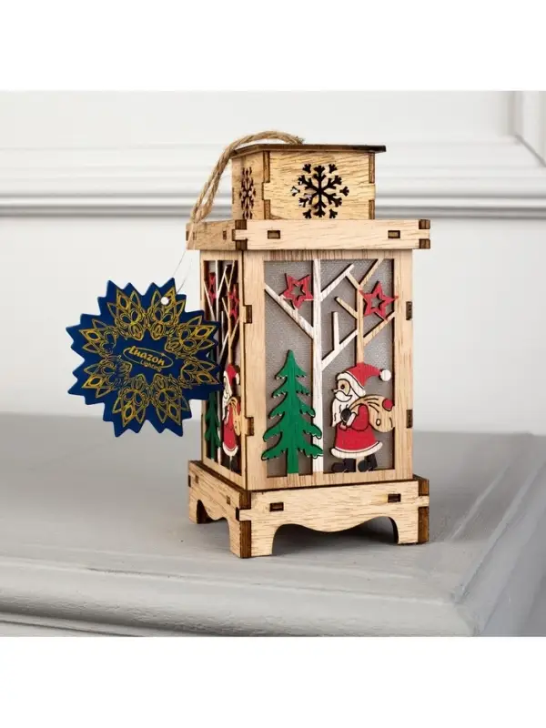 Ёлочная игрушка &laquo;Фонарь с Дедом Морозом&raquo;, 16&times;8&times;8 см, от батареек, свечение тёплое белое