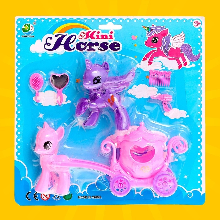 Набор пони «Милашка» 2 шт., с аксессуарами, цвета МИКС Набор пони «Милашка» 2 шт., с аксессуарами, цвета МИКС