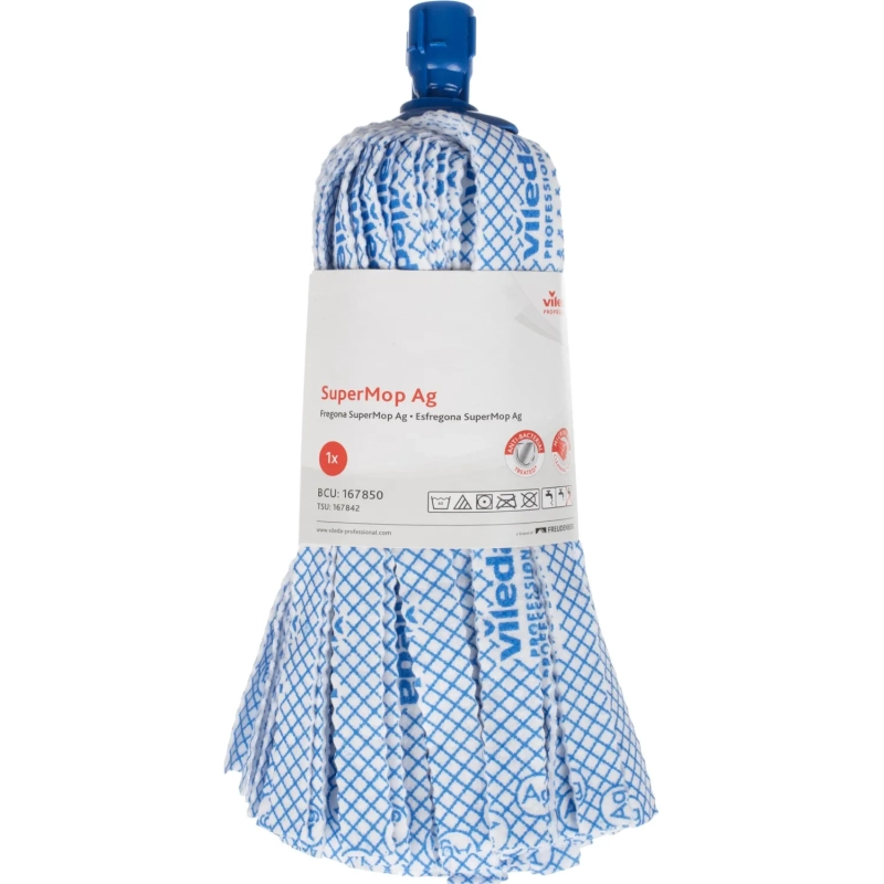 Насадка МОП Vileda Professional Супермоп антибак 33см 125гр бел/син 137908