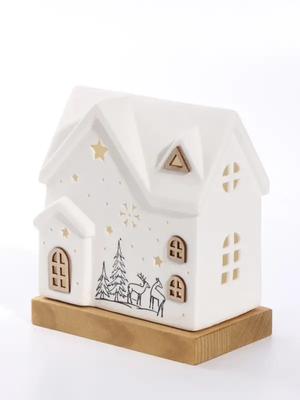 Фигурка керамическая с подсветкой &laquo;Дом с оленями у ёлок&raquo; 13&times;8&times;15 см