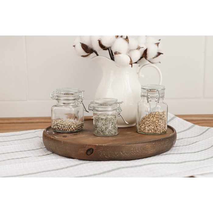 Банка стеклянная для хранения сыпучих продуктов Доляна &laquo;Овал&raquo;, 100 мл, 5,5&times;9 см, с бугельным замком