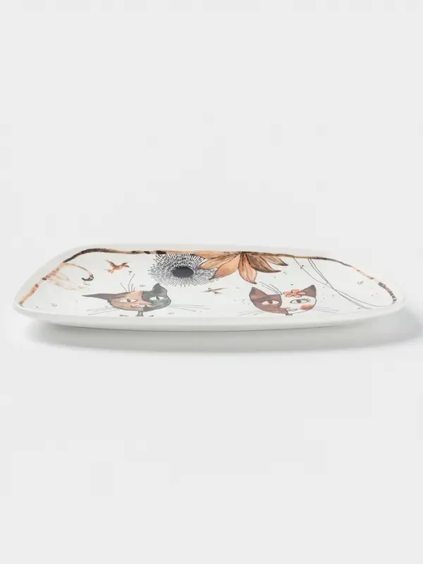 Блюдо фарфоровое сервировочное Доляна &laquo;Коты-аристократы&raquo;, 30&times;18.5 см, белое