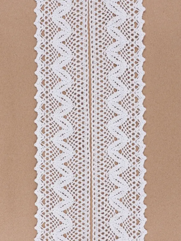 Кружево вязаное, 65 мм &times; 10&plusmn;1 м, белое