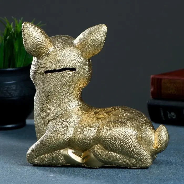 Копилка для денег &laquo;Олененок&raquo;, гипс, под золото, 17&times;10&times;18 см
