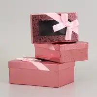 Набор подарочных коробок 3 в 1, прямоугольные с окном 23&times;16&times;9.5 21&times;14&times;8.0 19&times;12&times;6.5 см
