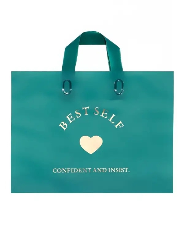 Пакет с петлевой ручкой зеленый 34 х 25 х 8 см  80 мкм Пакет с петлевой ручкой зеленый 34 х 25 х 8 см  80 мкм