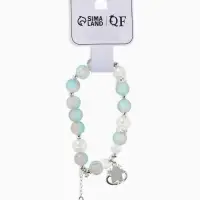 Браслет с подвесками &laquo;Сахарный. Звезда&raquo;, шар №10/8, d=6 см, розовый, голубой матовый в серебре