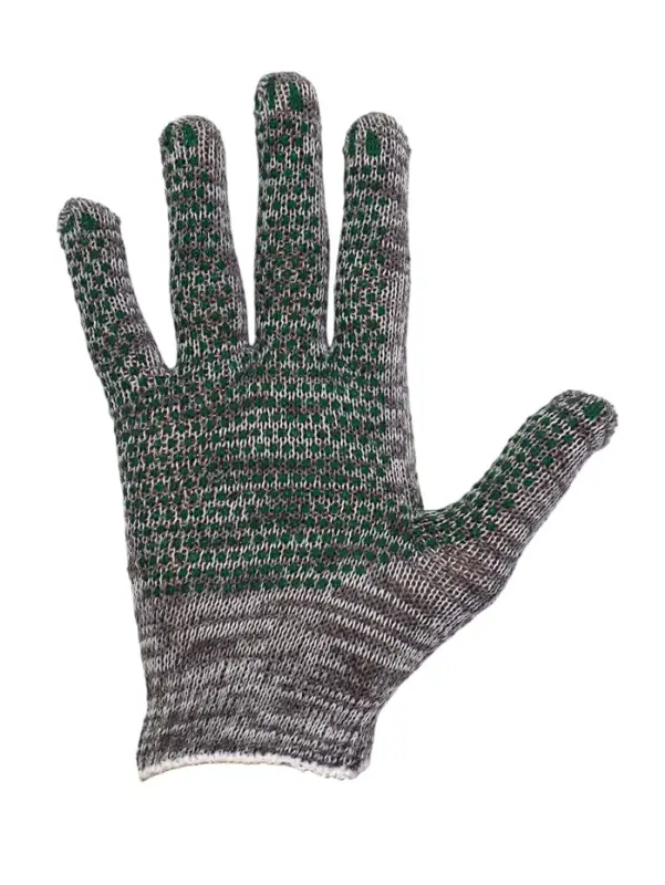 Перчатки рабочие, хб, вязка 7 класс, 3 нити, размер 9, с ПВХ точками, серые