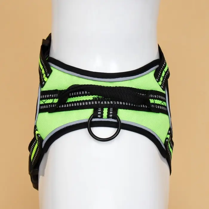 Шлейка улучшенная К7, размер S, ОГ 44-55 см, вес 5-9 кг, мягкая, светоотражающая, зелёная