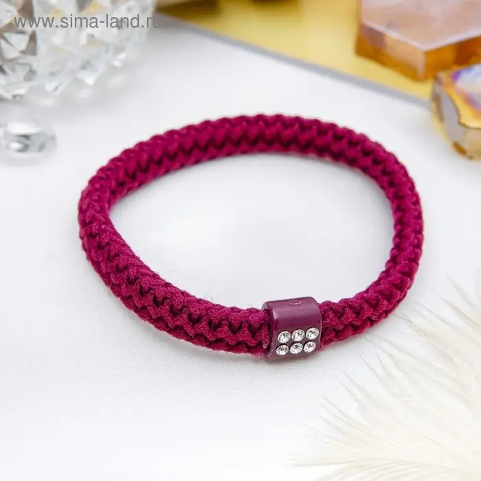 Резинка для волос "Палермо" квадрат, 6 см, малиновый