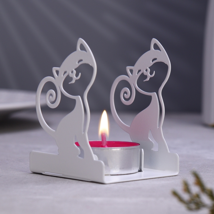 Подсвечник Подсвечник "Кошечка" 6,5х5,5х7см, белый