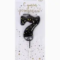 Свеча в торт &laquo;Черные брызги&raquo;, цифра 7