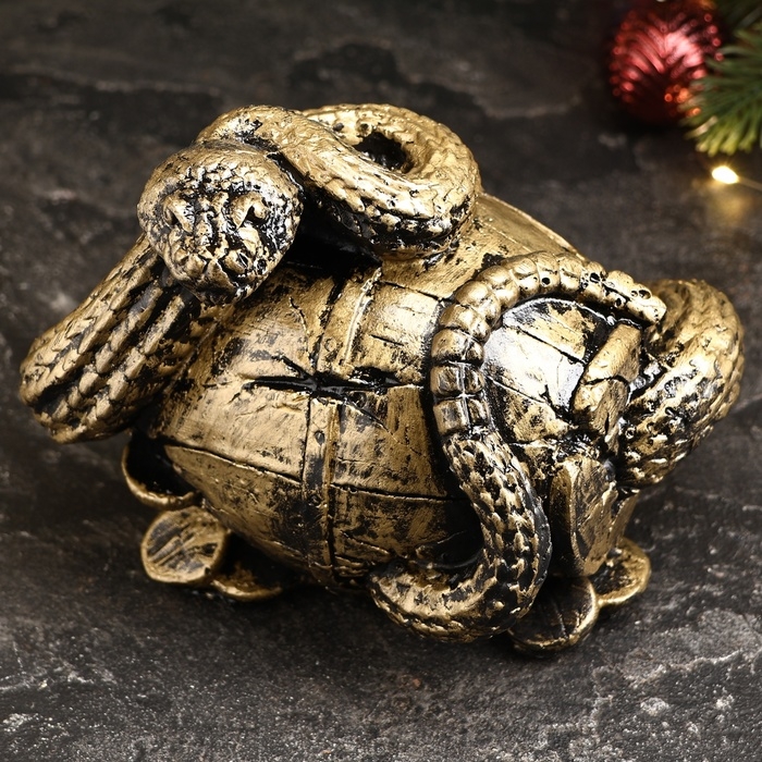 Копилка Копилка "Змея с бочкой" малая золото, 14х19х12см