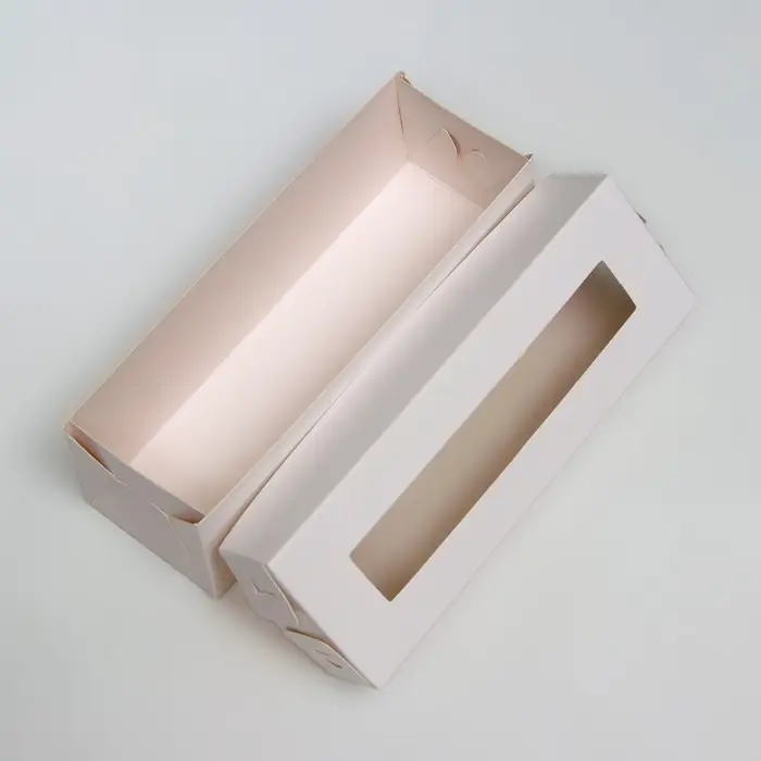 Коробка для макарун, с ложементом, с окном, белая 16.5×5.5×5.5 см Коробка для макарун, с ложементом, с окном, белая 16.5×5.5×5.5 см