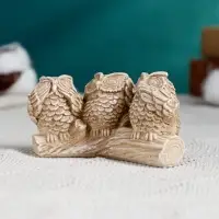 Фигурка гипс &laquo;Три совы на жердочке&raquo;, коричневая, 10&times;6&times;5 см