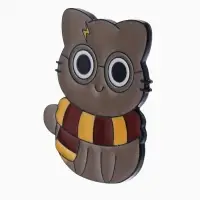 Значок &laquo;Котик&raquo;, из Гриффиндора, цветной в чёрном металле