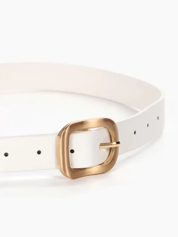 Ремень женский, 2.7&times;105 см, золотистая пряжка, 1 прокол, белый