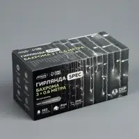 Гирлянда &laquo;Бахрома&raquo; 3&times;0.6 м, IP44, УМС, белая нить, 160 LED, свечение белое, мерцание белым, 220 В