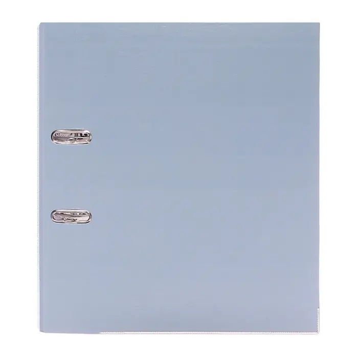 Папка-регистратор А4, 75 мм, ПВХ, металлическая окантовка, карман на корешок, собранная, серая, МИКС