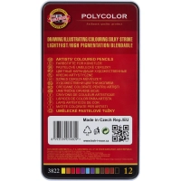 Карандаши цветные худож. POLYCOLOR 3822 12цв/наб мет.кор. 3822012002PL