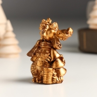 Фигурка полистоун «Бронзовый дракон в шарфике с монетами», 4.8×4.3×6 см, МИКС