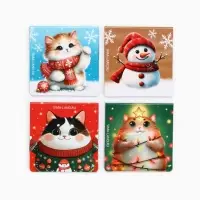 Магнитные закладки "Котики", на открытке, 4 шт