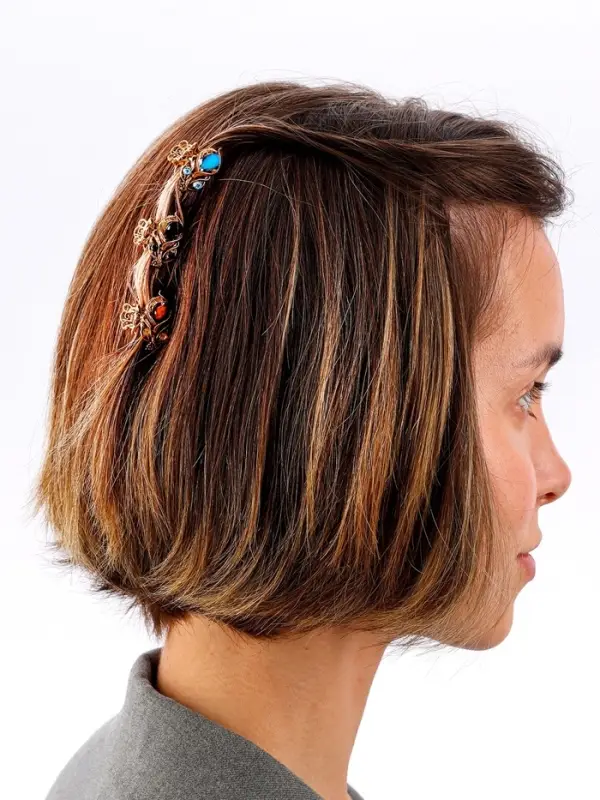 Крабик для волос &laquo;Индия&raquo;, тюльпан, 2.5 см, золотистый МИКС