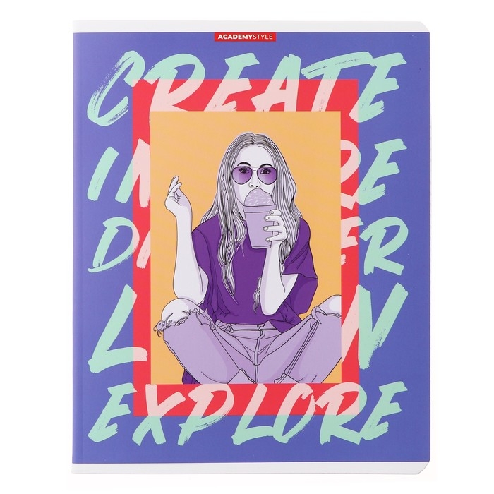 Тетрадь 48 листов в клетку "Дело в шляпе", обложка мелованный картон, софт-тач лам, блок 60г/м2, МИКС