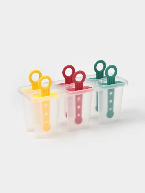 Форма для мороженого Доляна &laquo;Симпл&raquo;, 6 ячеек, 50 мл, пластик, жёлтый, красный, бирюзовый