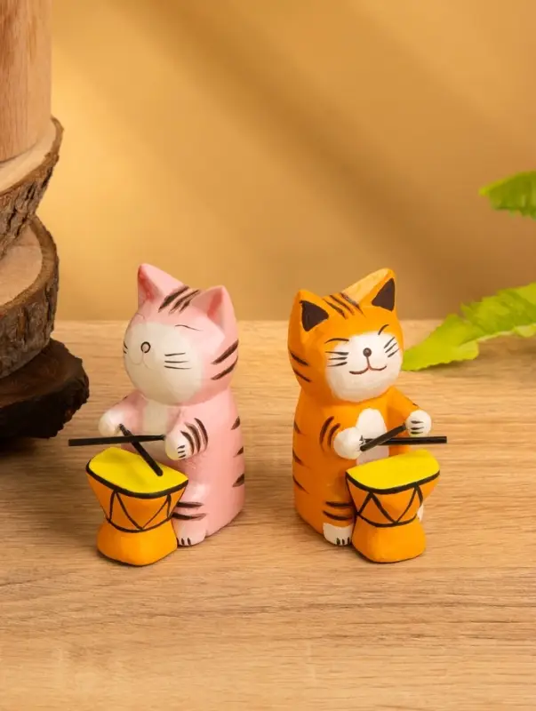 Сувенир «Кот барабанщик», 3.5×5.5×8 см, дерево, МИКС