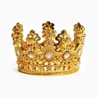 Топпер для торта &laquo;Корона&raquo;, с белыми стразами, 9&times;5.5 см, золотой