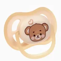 Светящаяся соска-пустышка анатомическая, силикон, от 0 мес., &laquo;Мишка&raquo;, бежевая