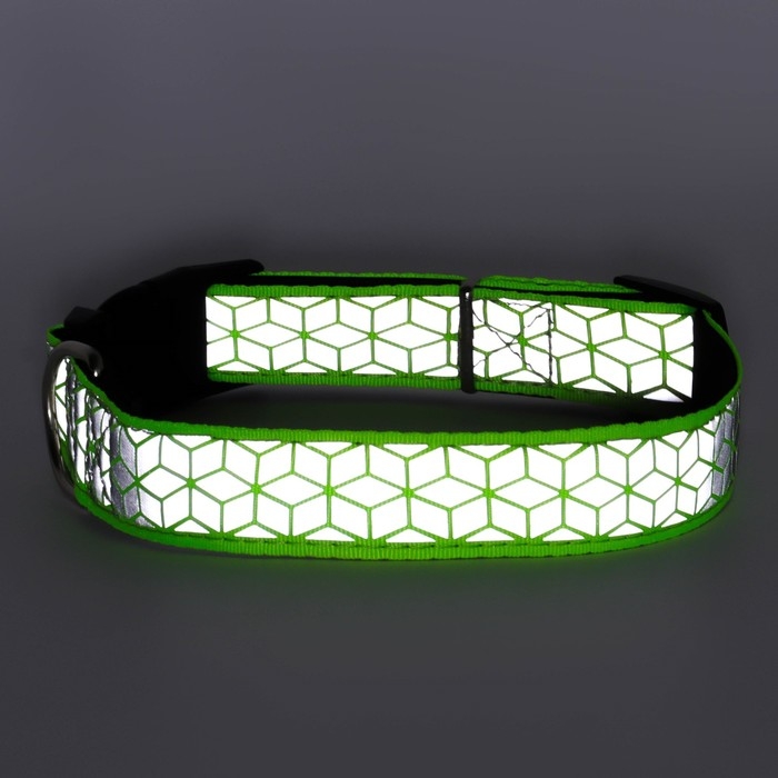 Ошейник со светоотражающим орнаментом, 55 х 2,5 см, салатовый Ошейник со светоотражающим орнаментом, 55 х 2,5 см, салатовый