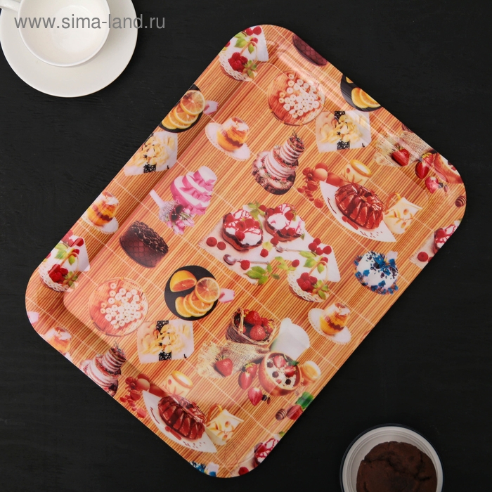 Поднос пластиковый прямоугольный Доляна «Кокетство», 37,5×28 см, рисунок МИКС Поднос пластиковый прямоугольный Доляна «Кокетство», 37,5×28 см, рисунок МИКС