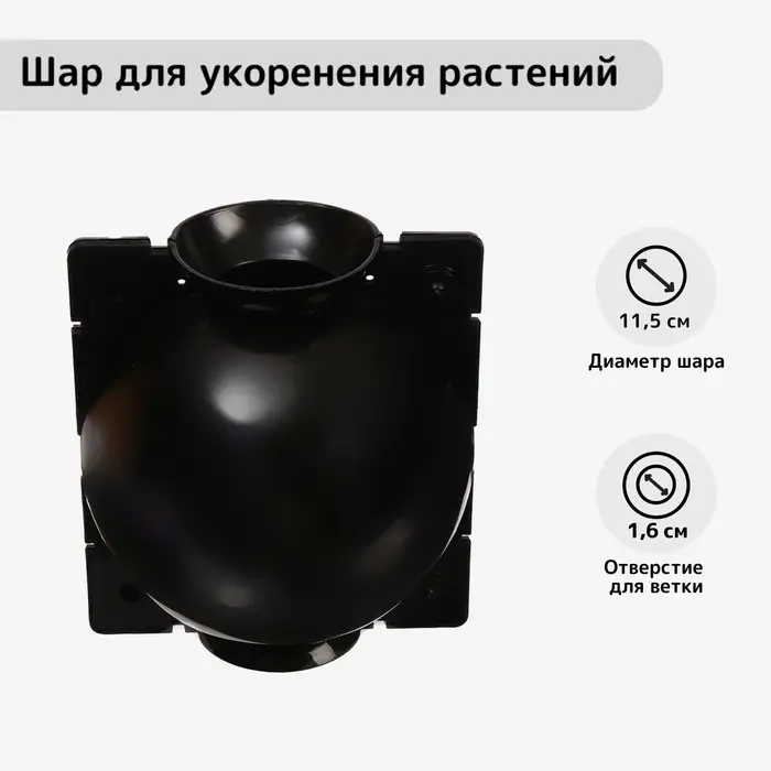 Шар для укоренения растений, d=11.5 см, под ветку 1.6 см, чёрный, Greengo