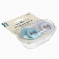 Соски-пустышки, от 0 мес., латекс, классические, в контейнере, набор из 2 шт., серо-синий/серый, M&B