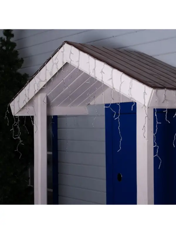 Гирлянда &laquo;Бахрома&raquo; 3&times;0.6 м, IP44, УМС, прозрачная нить, 160 LED, свечение белое, 220 В