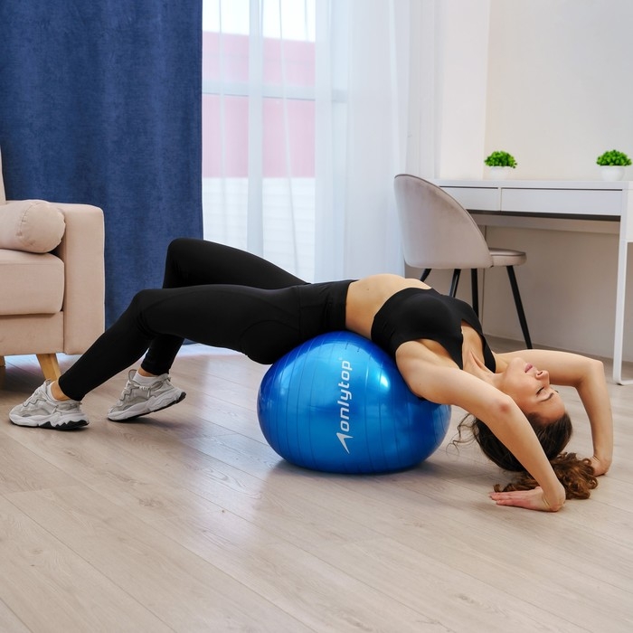 Фитбол ONLYTOP, d=55 см, 600 г, цвета МИКС Фитбол ONLYTOP, d=55 см, 600 г, цвета МИКС