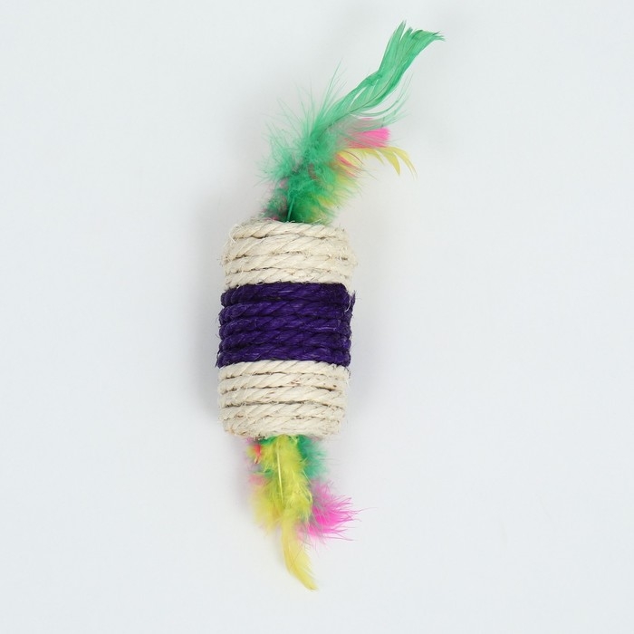 Игрушка-погремушка сизалевая  Игрушка-погремушка сизалевая "Конфетка", 6,5 х 3,5 см, белая/фиолетовая
