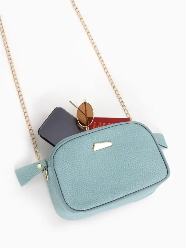 Сумка женская кросс-боди на молнии, 19&times;7&times;13 см, голубая