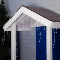 Гирлянда &laquo;Бахрома&raquo; 4&times;0.6 м, IP44, белая нить, 180 LED, свечение синее, мерцание белым, 220 В